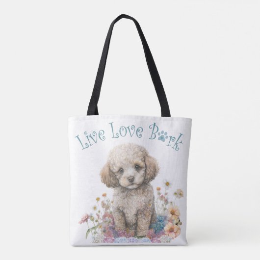 Poodle Hund Mama Floral Tasche (Rückseite)