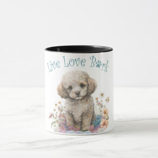 Poodle Hund Mama Floral Tasse (Zentrum)