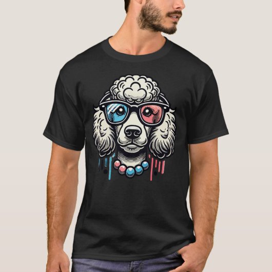Poodle Hund mit Brille T-Shirt (Vorderseite)