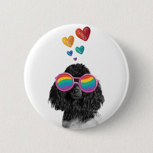 Poodle Hund mit Herzchen Valentinstag Button