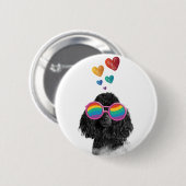 Poodle Hund mit Herzchen Valentinstag Button (Vorne & Hinten)