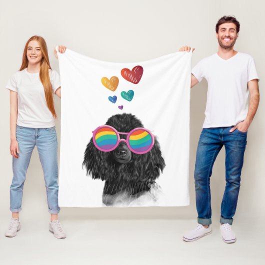 Poodle Hund mit Herzchen Valentinstag Fleecedecke (Beispiel)