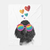 Poodle Hund mit Herzchen Valentinstag Fleecedecke (Vorderseite)