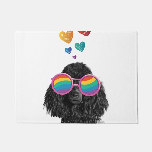 Poodle Hund mit Herzchen Valentinstag Fußmatte (Vorderseite)