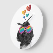 Poodle Hund mit Herzchen Valentinstag Große Wanduhr (Winkel)