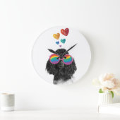 Poodle Hund mit Herzchen Valentinstag Große Wanduhr (Zuhause)
