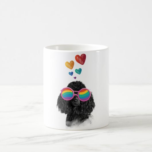 Poodle Hund mit Herzchen Valentinstag Kaffeetasse (Mittel)