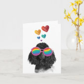 Poodle Hund mit Herzchen Valentinstag Karte (Gelbe Blume)