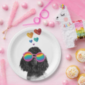 Poodle Hund mit Herzchen Valentinstag Pappteller (Party)