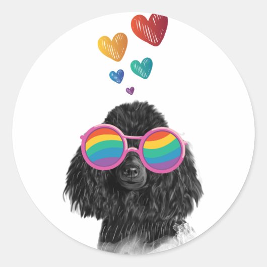 Poodle Hund mit Herzchen Valentinstag Runder Aufkleber (Vorderseite)