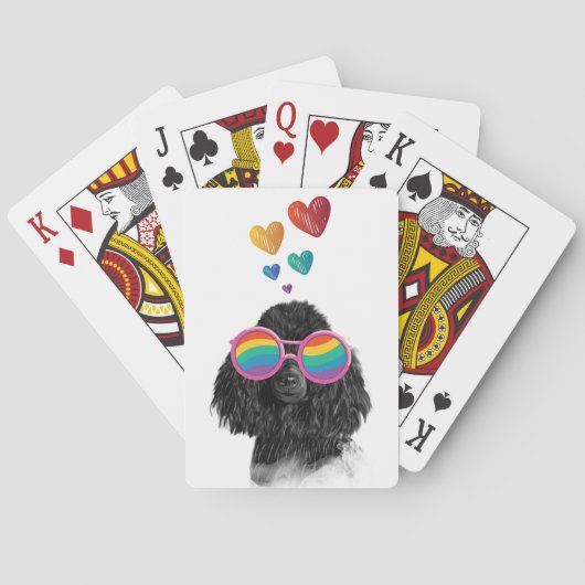 Poodle Hund mit Herzchen Valentinstag Spielkarten (Rückseite)