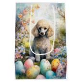 Poodle Hund mit Ostereiern Urlaub Mittlere Geschenktüte (Rückseite)