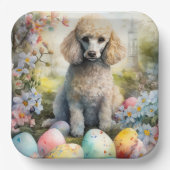 Poodle Hund mit Ostereiern Urlaub Pappteller (Vorderseite)