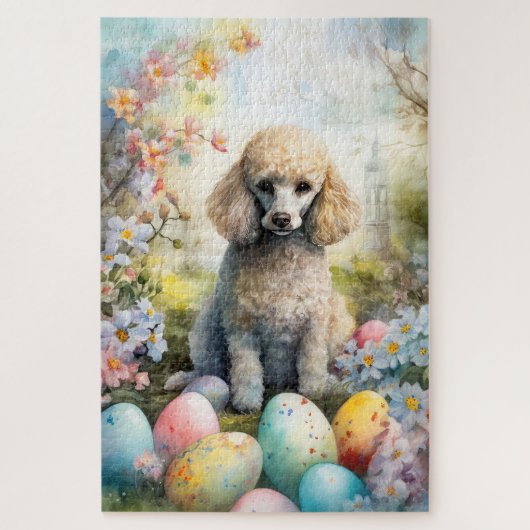 Poodle Hund mit Ostereiern Urlaub Puzzle (Vertikal)