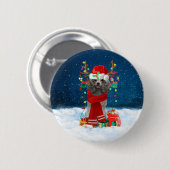 Poodle Hund mit Weihnachtsgeschenken Button (Vorne & Hinten)
