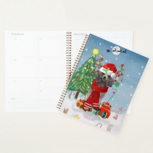 Poodle Hund mit Weihnachtsgeschenken Planer