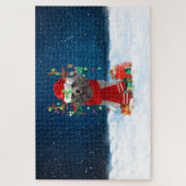 Poodle Hund mit Weihnachtsgeschenken Puzzle (Vertikal)