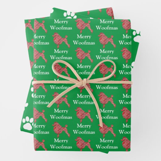 Poodle Hund Niedliche Silhouette Grün Merofmas Geschenkpapier Set (Beispiel)