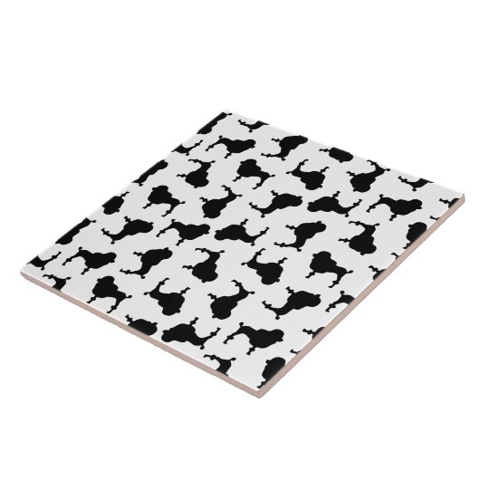 Poodle Hund Silhouetten CUSTOM HINTERGRUNDFARBE Fliese (Seite)