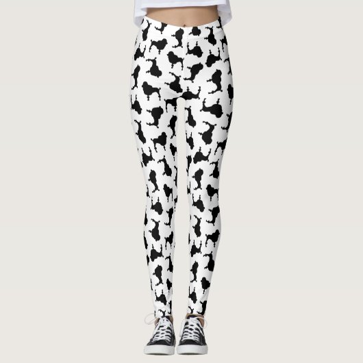 Poodle Hund Silhouetten CUSTOM HINTERGRUNDFARBE Leggings (Vorderseite)