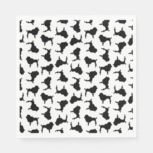 Poodle Hund Silhouetten CUSTOM HINTERGRUNDFARBE Serviette (Vorderseite)