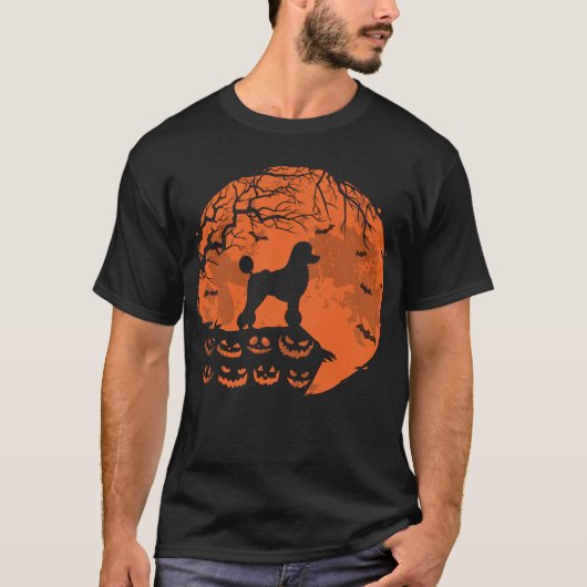 Poodle Hund und Mond Halloween Hund Lover Geschenk T-Shirt (Vorderseite)