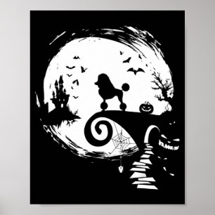 Poodle Hund und Mond Halloween Kostüm Hund Lover F Poster