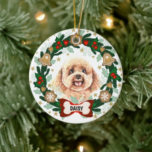 Poodle Hund Weihnachten Keks Tod Keramik Ornament (Baum)
