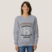 Poodle Hund Weihnachts-Hund umarmt Sweatshirt (Vorne ganz)