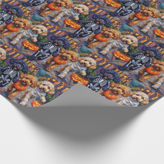 Poodle Hunde Trick-oder-Treating Halloween Kostüme Geschenkpapier (Ecke)