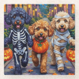 Poodle Hunde Trick-oder-Treating Halloween Kostüme Glasuntersetzer