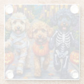Poodle Hunde Trick-oder-Treating Halloween Kostüme Glasuntersetzer (Rückseite)