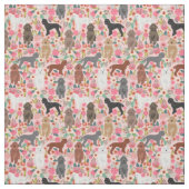 Poodle-Hunde Vintage Blumen pink Stoff (Muster)