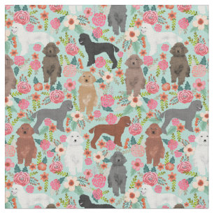 Poodle Hunde Vintage Blumenzwerge Stoff