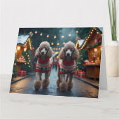 Poodle Hunde Weihnachtsschnee Urlaub Karte (Vorderseite)