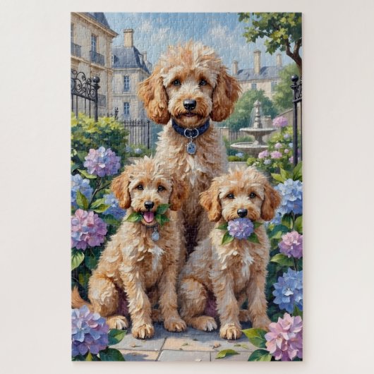 Poodle Hydrangea Garden Art Puzzle (Vertikal)