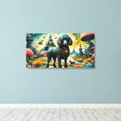 Poodle im Garten des Erdballs 3 Leinwanddruck (Insitu (Holzboden))