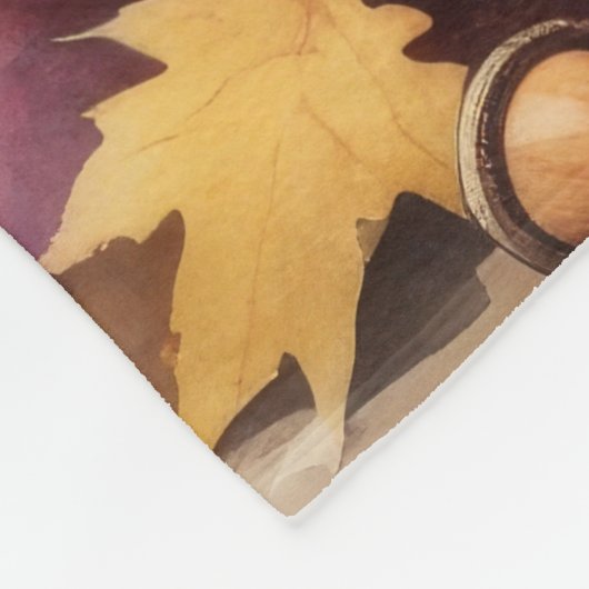 Poodle im Herbst hinterlässt Erntedank Kunst Fleecedecke (Ecke)