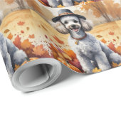 Poodle im Herbst hinterlässt Erntedank Kunst Geschenkpapier (Rolleneckpunkt)