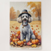 Poodle im Herbst hinterlässt Erntedank Kunst Puzzle (Vertikal)