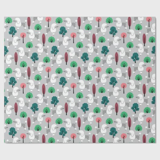 Poodle im Park Wrapping Paper Geschenkpapier (Flach)