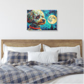 POODLE IM WELTALL-2 LEINWANDDRUCK (Insitu (Schlafzimmer))