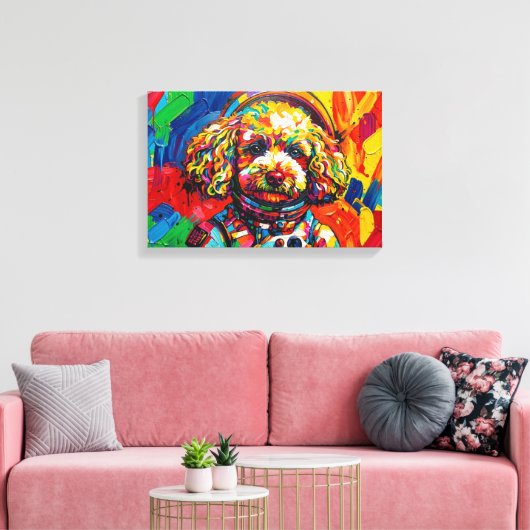 POODLE IM WELTALL-3 LEINWANDDRUCK (Insitu (Wohnzimmer))