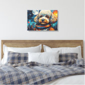POODLE IM WELTALL-4 LEINWANDDRUCK (Insitu (Schlafzimmer))