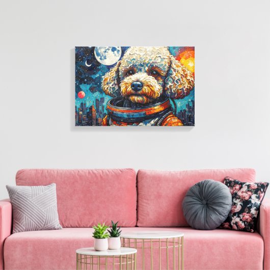 POODLE IM WELTALL-4 LEINWANDDRUCK (Insitu (Wohnzimmer))