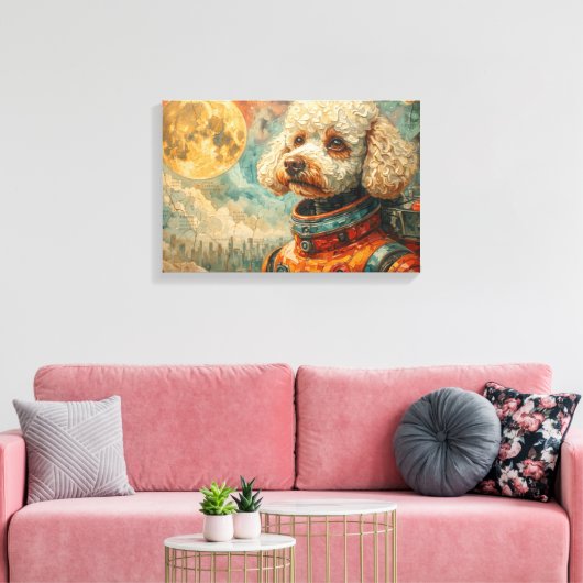 POODLE IM WELTALL-5 LEINWANDDRUCK (Insitu (Wohnzimmer))