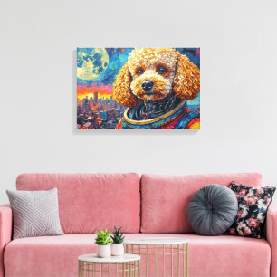 POODLE IM WELTALL-6 LEINWANDDRUCK