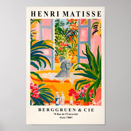 Poodle in der Badewanne, schönes Bad, Wandmalerei  Poster (Vorne)