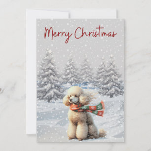 Poodle in der Schnee Weihnachtskarte Feiertagskarte