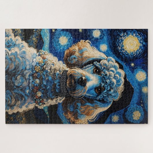 Poodle in der Sternennacht Puzzle (Horizontal)